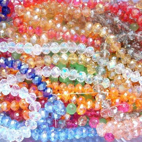 1200 perles à facette en verre de bohême 4mm 6mm et 8mm couleurs varié bijoux collier bracelet boucles oreilles