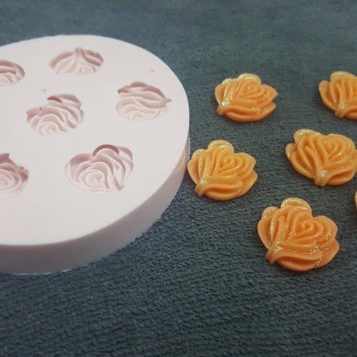 Moule silicone 7 pièces fleurs roses nature terrarium pour pâte polymère fimo plâtre wepam savon bougie résine argile k453