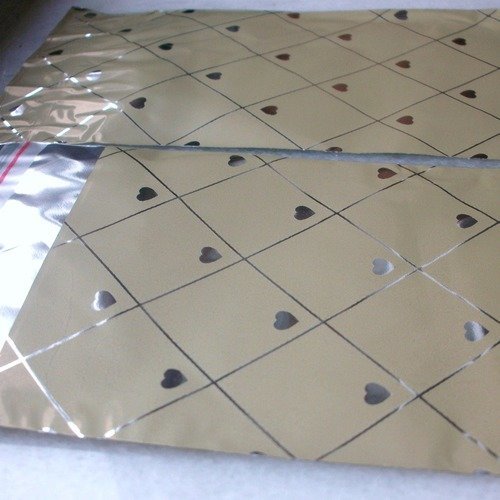 100 emballages 6,6cm pochettes cadeaux crème métallisé coeur argenté sachets avec rabat à ruban adhésif c30