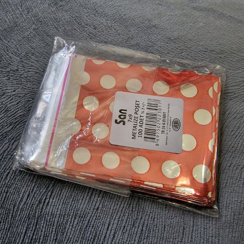 100 emballages pochettes cadeaux rouge 7cm point métallisé argenté sachets avec rabat à ruban adhésif a46