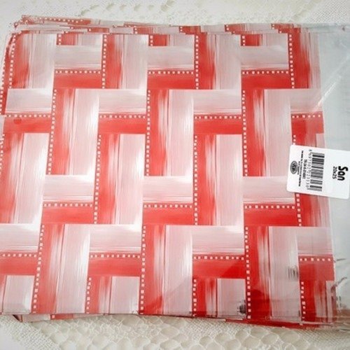 100 pochettes 21cm emballages cadeaux rouge métallisé décor parquet sachets avec rabat à ruban adhésif b58