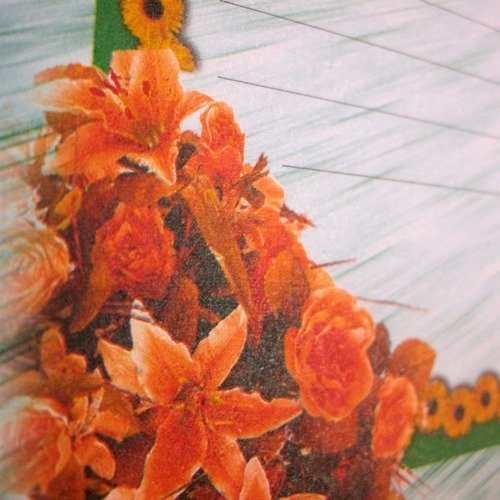 15 papiers à lettre jolie feuilles à dessins de fleurs lys orange