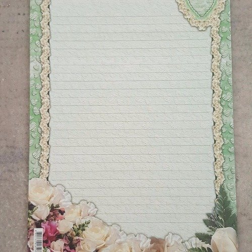 15 papiers à lettres jolie feuilles à dessins de fleurs roses beige ...