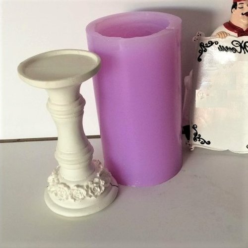 1 moule silicone chandelier support bougie bougeoir pour fimo plâtre porcelaine cire savon résine béton polyester k071