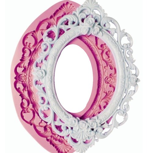 Grand moule silicone cadre photo miroir 34cm rose pour plâtre wepam résine cire savon argile polyester k003 7f1010