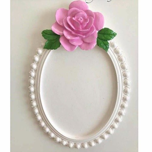 Moule silicone cadre photo ovale 27cm fleur rose perle pour plâtre cire savon résine argile wepam polyester k007 2e1000