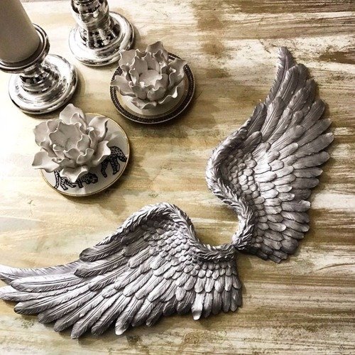 Moule silicone cadre ailes coeur photo miroir 23cm pour plâtre