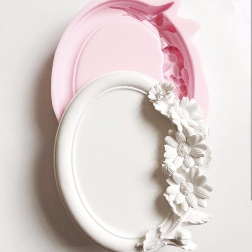 Moule silicone cadre photo miroir 32cm décoration pour plâtre résine polyester ciment k1333 6f - Un grand marché