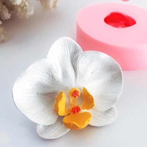 Moule silicone orchidée fleur 9cm pour plâtre wepam cire savon fimo polyester k378 çb180