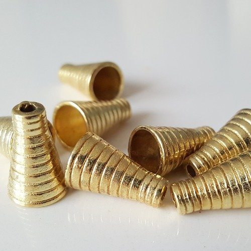 10 cylindres cône capsules coniques métal doré 10x16mm casquette intérieure 8mm pour pompon