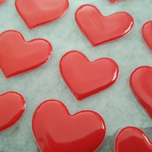 68 autocollants stickers coeurs rouge 27mm et 23mm pour activités manuelles scrapbooking love amour