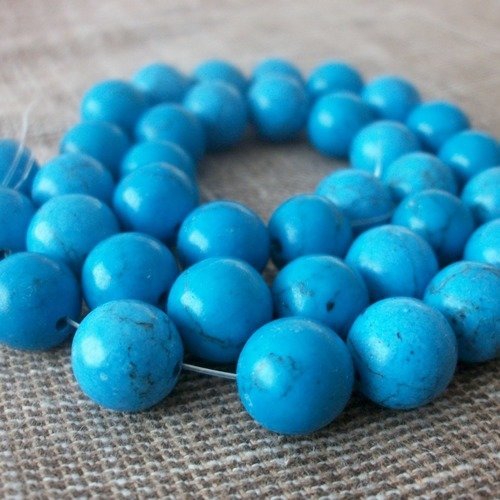 5 perles percé turquoise teinté 10mm gemme pierre naturelle semi précieuse