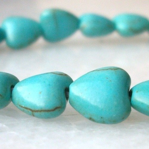 5 perles pendentif coeur 8x7mm turquoise percé pierre pierre naturelle
