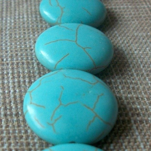 3 perles pièce percé pierre turquoise 18mm pierre naturelle