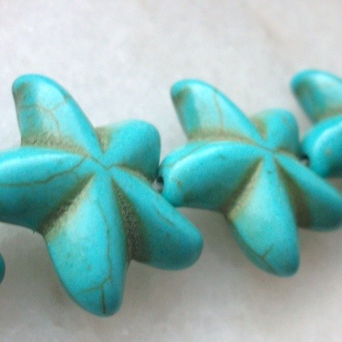 3 perles étoile de mer 20mm percé pierre turquoise pierre naturelle