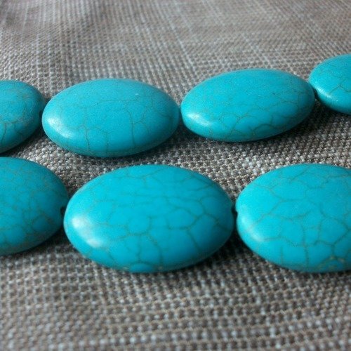 5 perles pièce ovale 20x15mm percé pierre turquoise pierre naturelle