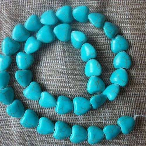 25 perles pendentif coeur 8x7mm turquoise percé pierre naturelle