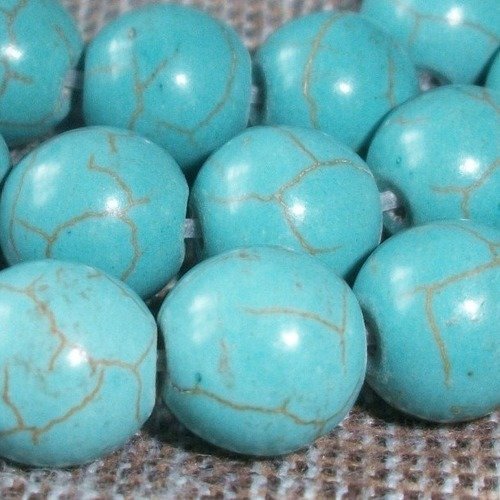 10 perles ronde percé pierre turquoise 20mm pierre naturelle - Un