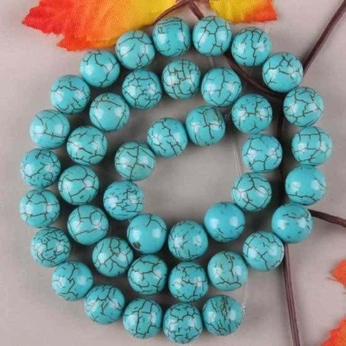 8 perles ronde percé pierre turquoise 22mm  pierre naturelle