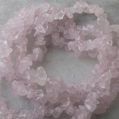 Enfilade fil de 20cm de perles pépite chips de quartz rose  pierre naturelle semi précieuse gemme   5 à 10mm
