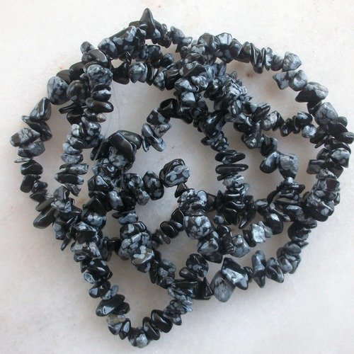 Enfilade fil de 20cm de perles pépite chips d obsidienne pierre naturelle semi précieuse gemme   5 à 10mm