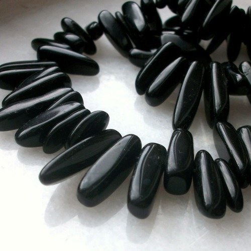 10 perles chips d onyx noir 10 à 21mm pierre naturelle semi précieuse gemme a36