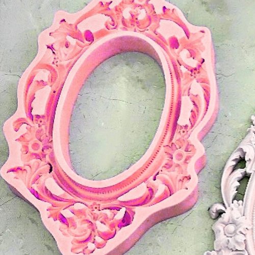 Moule silicone cadre photo miroir 28cm déco fleur baroque pour plâtre résine polyester k053 7f670