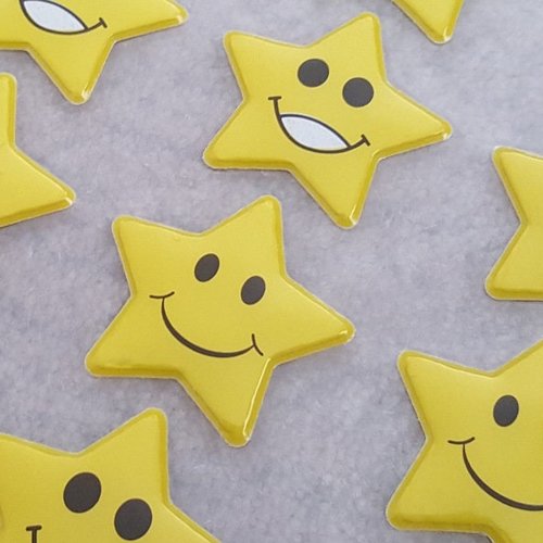 54 autocollants étoile sticker smiley jaune pour activités scolaire manuelles scrapbooking sourir p-011