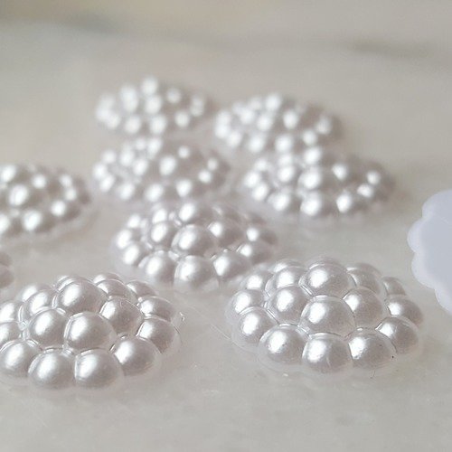 100 cabochons demi perle blanc lustré acrylique largeur grappe 13mm à coller pour scrapbooking embellissement décorations b50