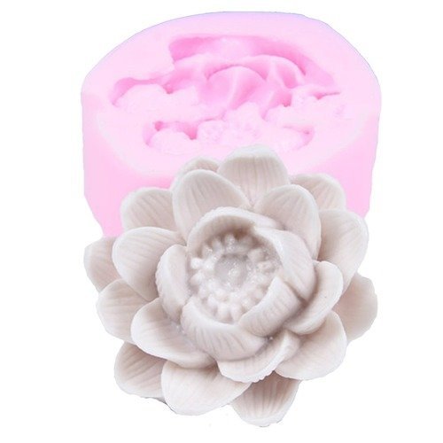 Moule silicone fleur 3d nénuphar lotus 8cm pour fimo plâtre wepam porcelaine cire savon polyester argile ciment k074 çb170