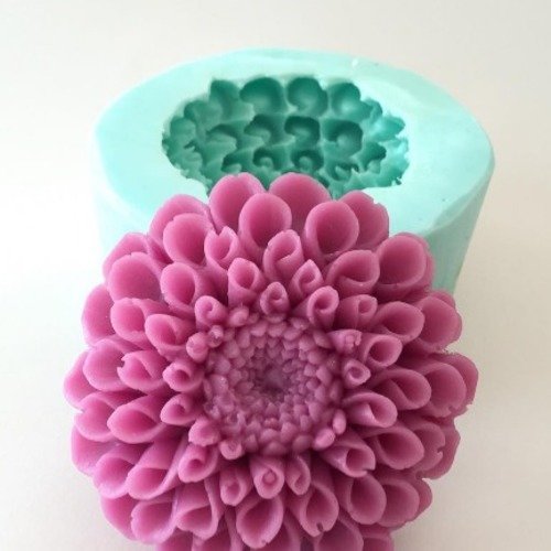 Moule Silicone Fleur 3D Dahlia 9cm pour Pâte Polymère Fimo Plâtre Cire Resine 