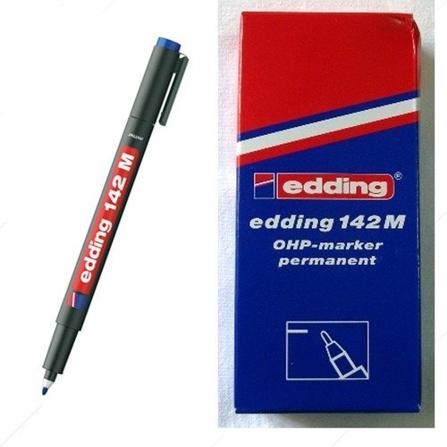 1 stylos marqueur feutre indélébile bleu pointe 1mm à encre permanente edding pour rétroprojection cd dvd verre plastique edding