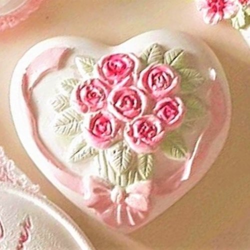 Moule silicone coeur bouquet fleurs roses pour pâte fimo plâtre cire savon résine polyester k097 çb
