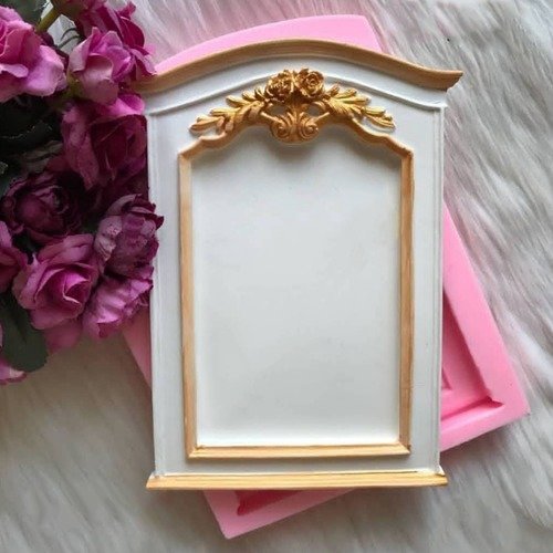 Moule silicone cadre photo 21cm déco fleurs roses pour photo miroir pour fimo plâtre argile savon cire résine k123 6f450