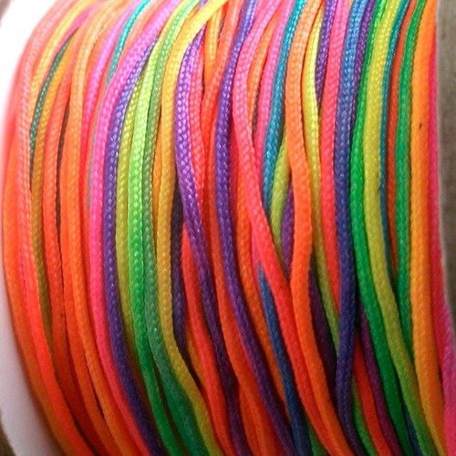 5 mètres de fil de nylon tressé multicolore fluo de 1mm de diamètre pour créations shamballa b10