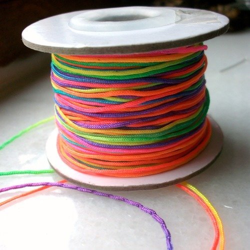 3 mètres de fil de nylon tressé multicolore fluo de 1mm de diamètre pour créations shamballa b10