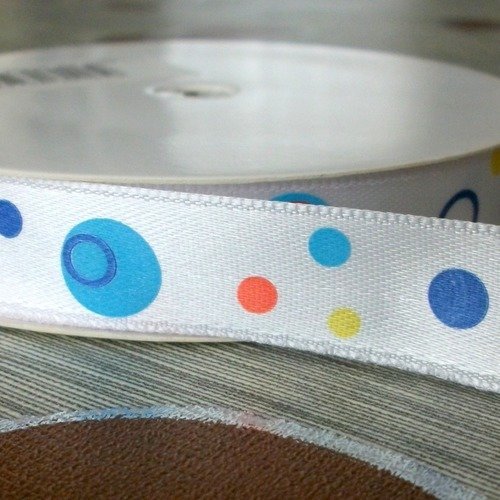 10 mètre de ruban largeur 16mm en tissu satin points cercles ronds disques multicolores b11