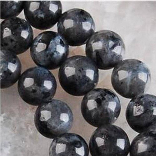 2 perles percé labradorite gris noir 10mm pierre fine gemme pierre naturelle semi précieuse