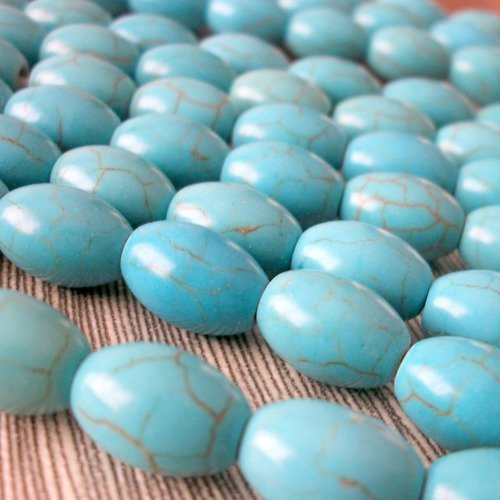 30 perles olive 11x8mm percé howlite turquoise pierre naturelle semi précieuse  a39