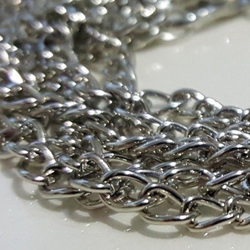 100 mètres de chaîne à maille pour collier largeur 3mm en métal argenté pour la réalisation de vos bijoux
