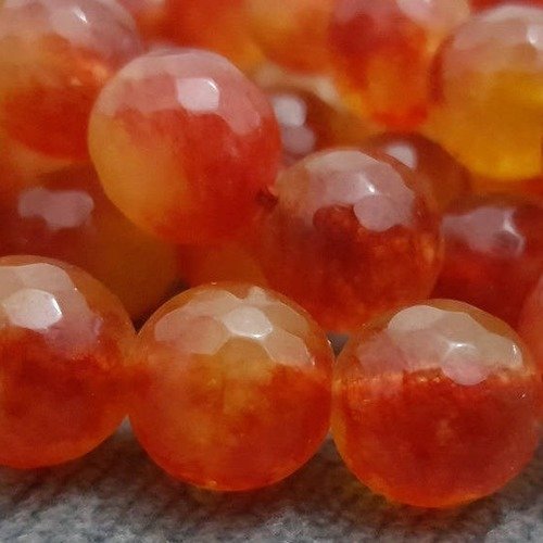 15 perles percé agate roux 12mm facetté gemme pierre naturelle semi précieuse à facette b63