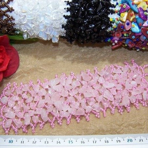 Bracelet en pierre naturelle gemme quartz rose et de perles de rocailles lithothérapie b63