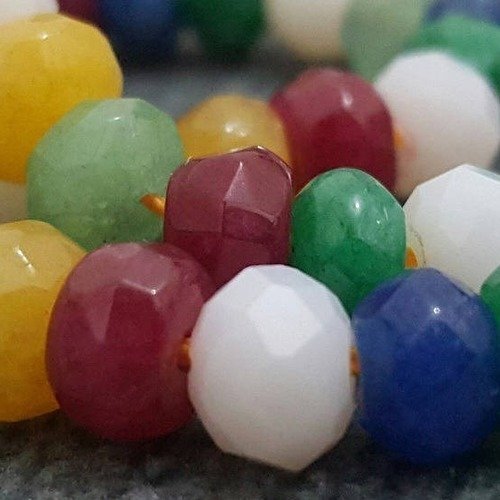 80 perles percé 6mm jade multicolore pierre naturelle semi précieuse c15