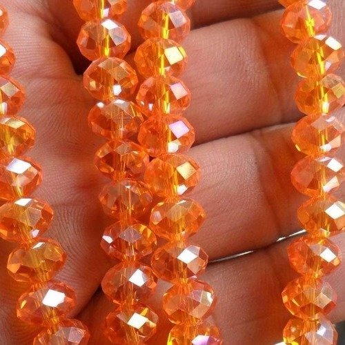 14 perles orange ab 8mm 8x6mm de bohème en verre à facettes transparente 6mm b56