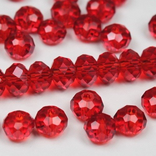 100 perles rouge foncé 6x5mm de bohème en verre à facettes transparente 6mm b56