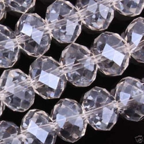70 perles de bohème en verre transparente à facettes 8x6mm 8mm facetté b56