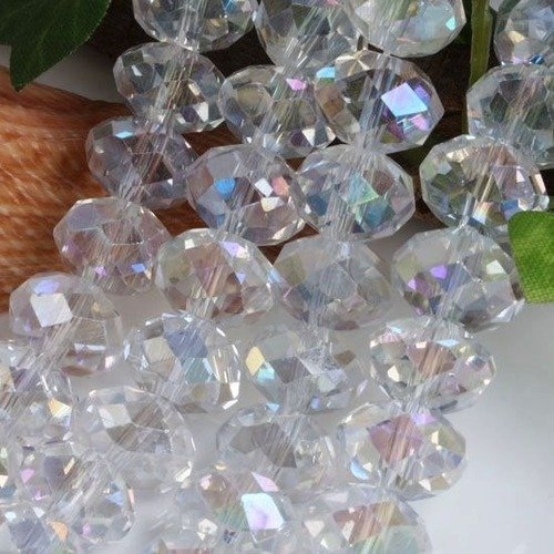 70 perles transparent ab 8mm 8x6mm perles de bohème en verre à facettes b56