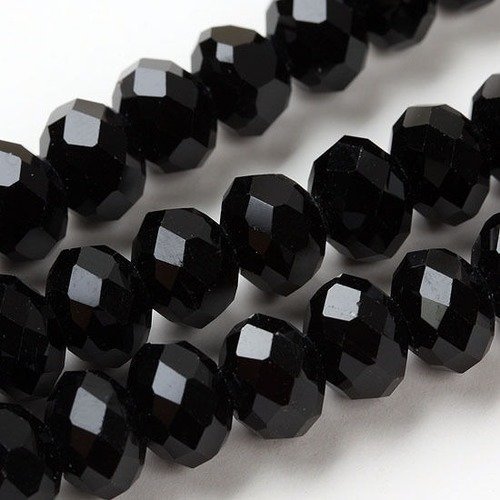 100 perles noir 6mm 6x5mm perles de bohème en verre à facettes décoration embellissement bijoux b56