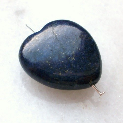 1 pendentif perle pierre naturelle coeur lapis lazuli 20mm percé