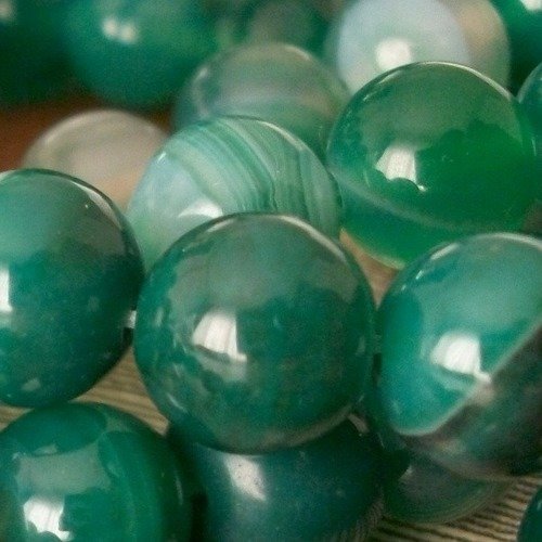 40 perles percé pierre agate vert et blanc striée rayée 8mm gemme pierre naturelle semi précieuse b63